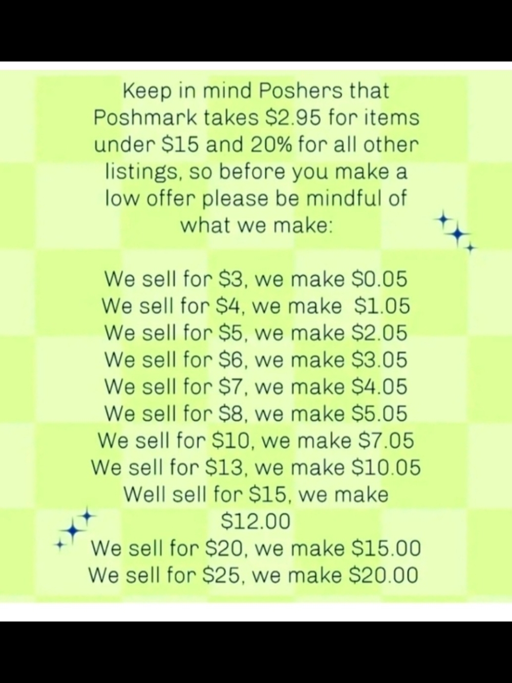 Green‎ Informational Graphic - Poshmark Fees and Profit Examples